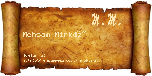 Mehsam Mirkó névjegykártya